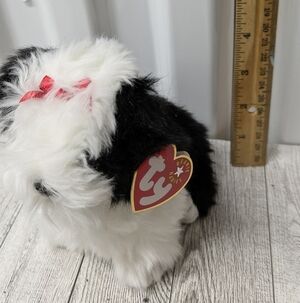 Ty Beanie Babies Black and White Plush with Red Bow